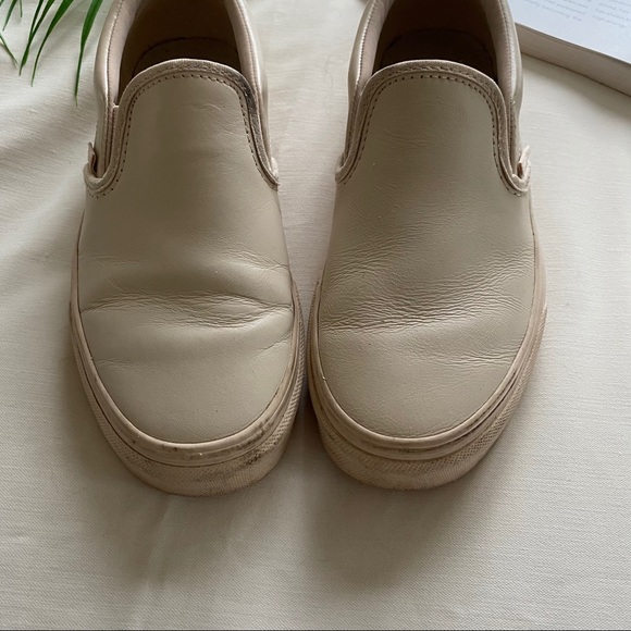 Vans White Leather Classic Slide Sneakers Size 5 - Picture 3 of 7